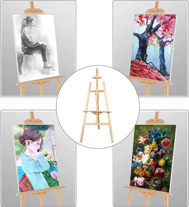 Premium Wooden Easel Stand for Canvas Painting - 5 Feet with Angle and Height Adjustment for Painting & Display | Easel Stand for Artists, Photos, Card, Wedding Decoration
