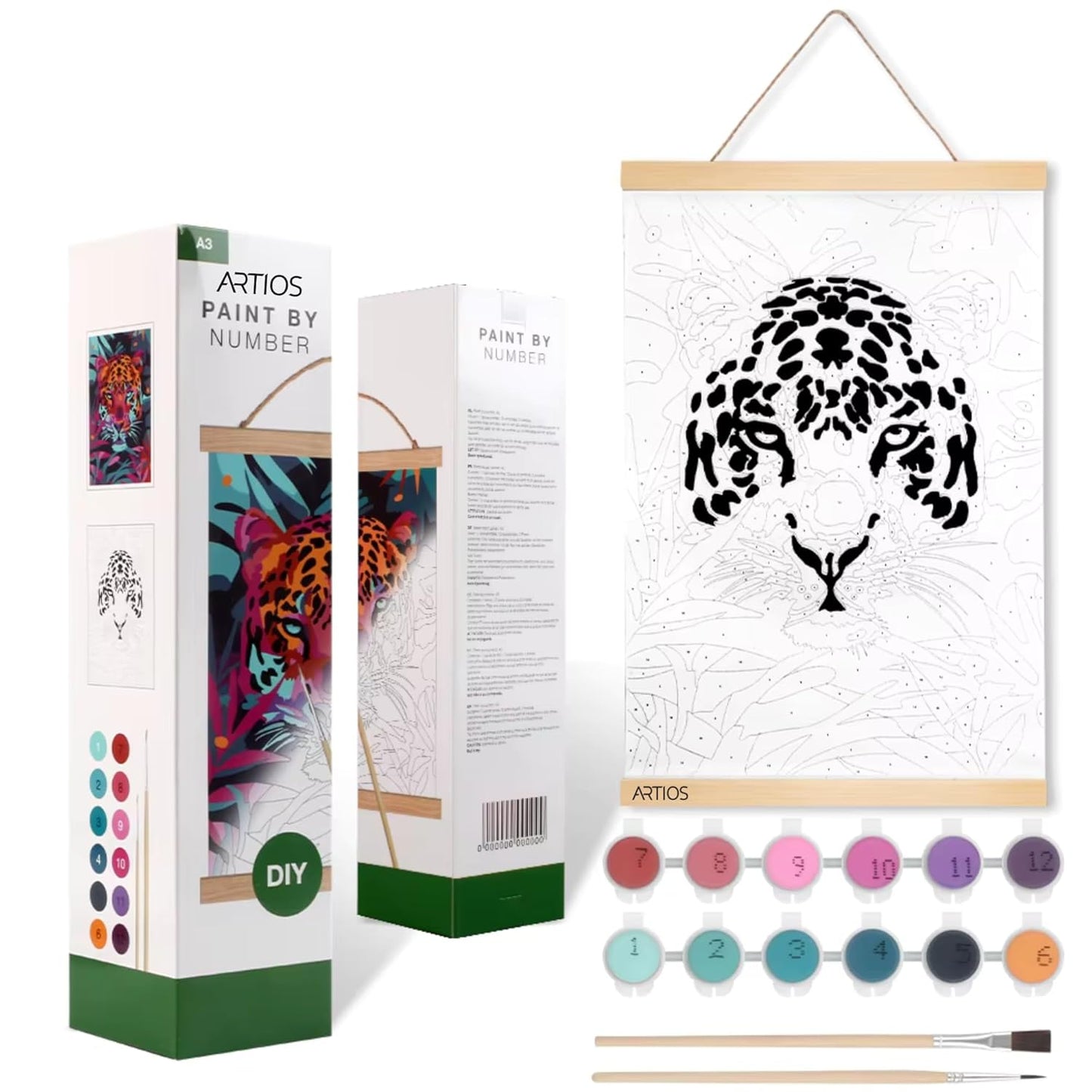 Paint by Numbers Kit for Adults - DIY Number Painting Kit (A3 Size - 29.7x42cm) with Hanging Pine Wood Frame | Premium Canvas Art Set with All Accessories Included | Paint with Numbers for Adults & Beginners