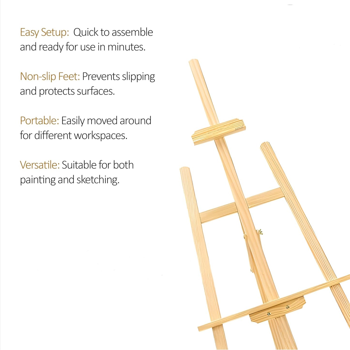 Premium Wooden Easel Stand for Canvas Painting - 5 Feet with Angle and Height Adjustment for Painting & Display | Easel Stand for Artists, Photos, Card, Wedding Decoration