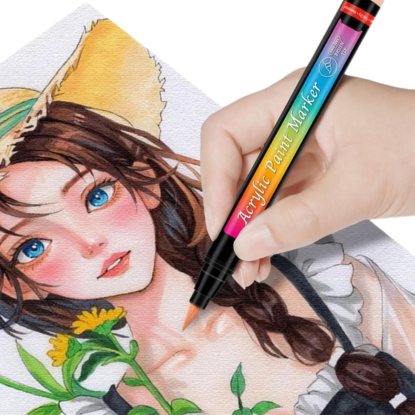 Skin Tone Acrylic Paint Markers - 12 Colors 1-6mm Brush Tip Paint Pens for Artists | Quick-Drying, Non-Toxic, Waterproof| Drawing Markers for Glass, Rock, Wood, Ceramic, Fabric & DIY Crafts
