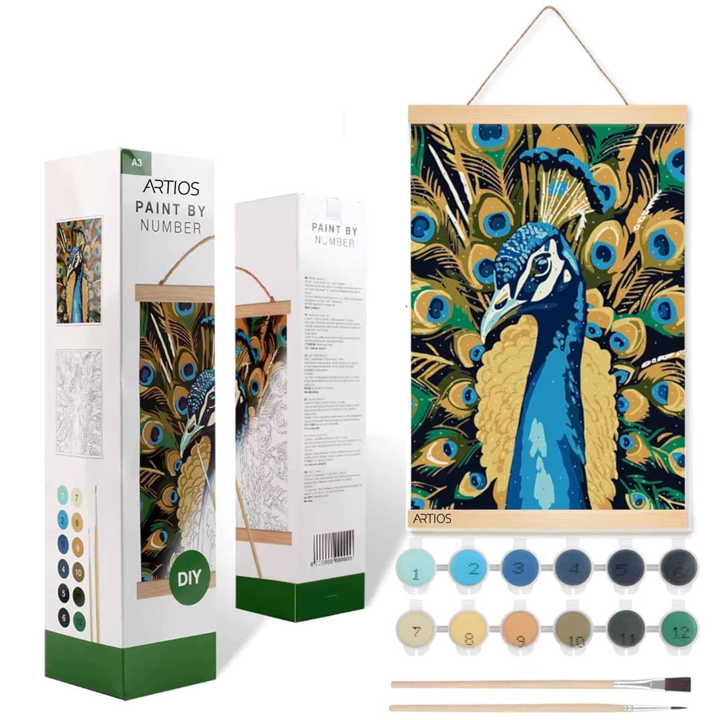 Paint by Numbers Kit for Adults - DIY Number Painting Kit (A3 Size - 29.7x42cm) with Hanging Pine Wood Frame | Premium Canvas Art Set with All Accessories Included | Paint with Numbers for Adults & Beginners