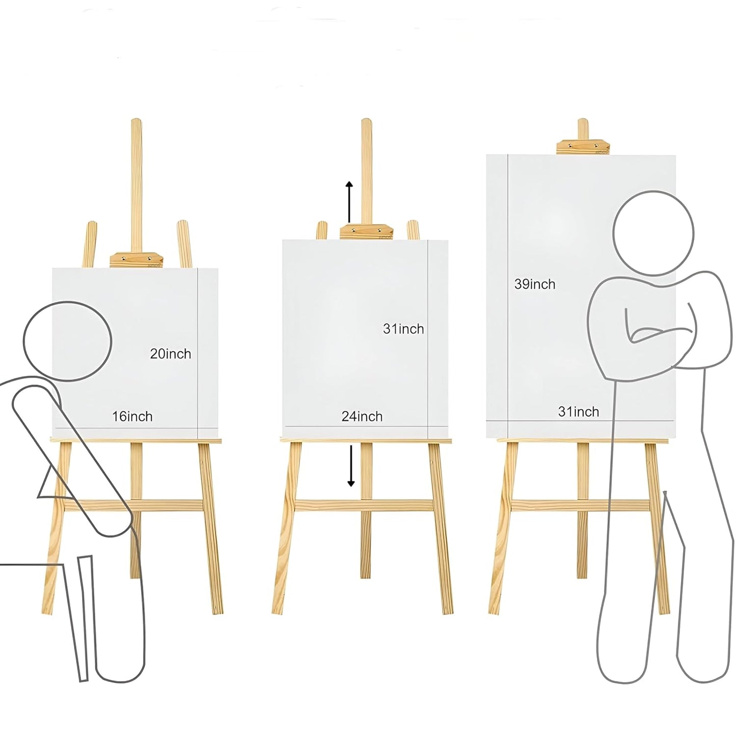 Premium Wooden Easel Stand for Canvas Painting - 5 Feet with Angle and Height Adjustment for Painting & Display | Easel Stand for Artists, Photos, Card, Wedding Decoration