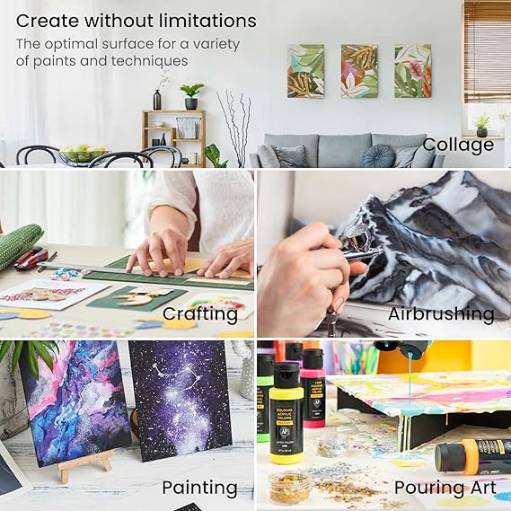 Canvas Boards for Painting - 100% Cotton Artist Quality Double Primed Acid-Free Painting Canvas Board, Medium Grain