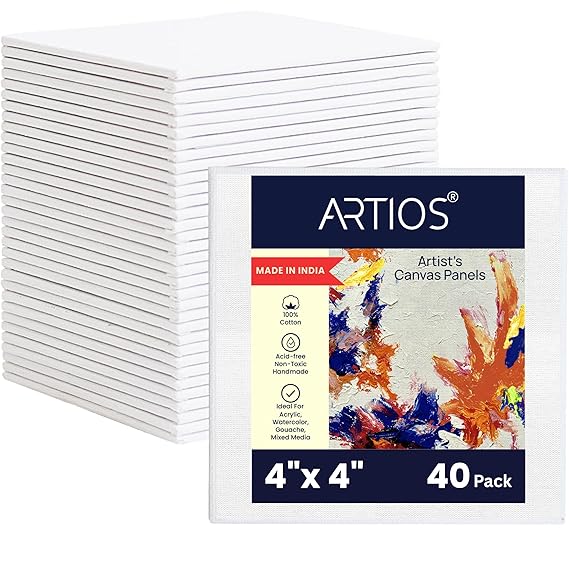 Canvas Boards for Painting - 100% Cotton Artist Quality Double Primed Acid-Free Painting Canvas Board, Medium Grain