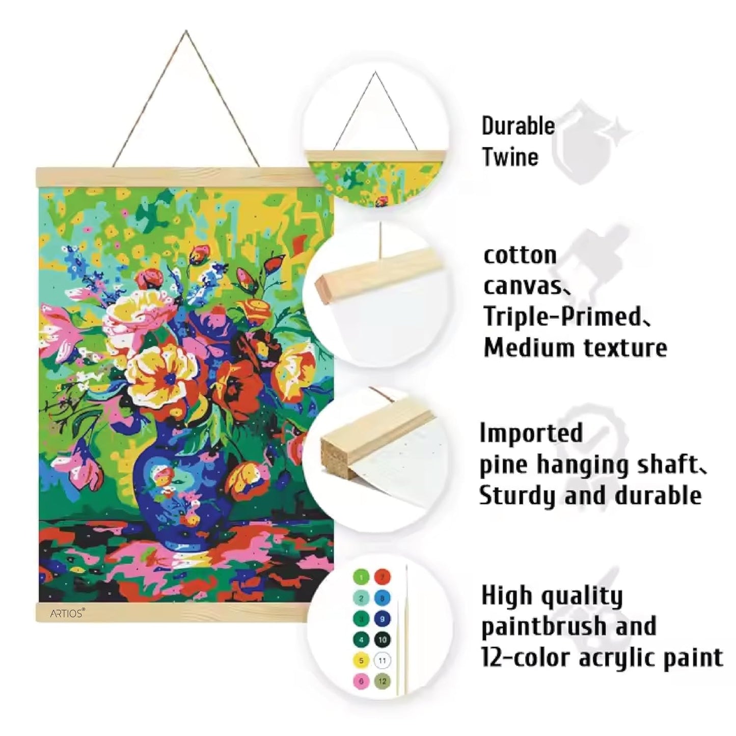 Paint by Numbers Kit for Adults - DIY Number Painting Kit (A3 Size - 29.7x42cm) with Hanging Pine Wood Frame | Premium Canvas Art Set with All Accessories Included | Paint with Numbers for Adults & Beginners