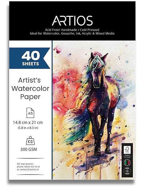 Watercolor Papers 25% Cotton for Artists - A3 (10 Sheets) Premium 300gsm Acid-Free, Smooth Absorbent Surface, Archival Quality- Ideal for Water colors, Gouache, Acrylics, and Ink