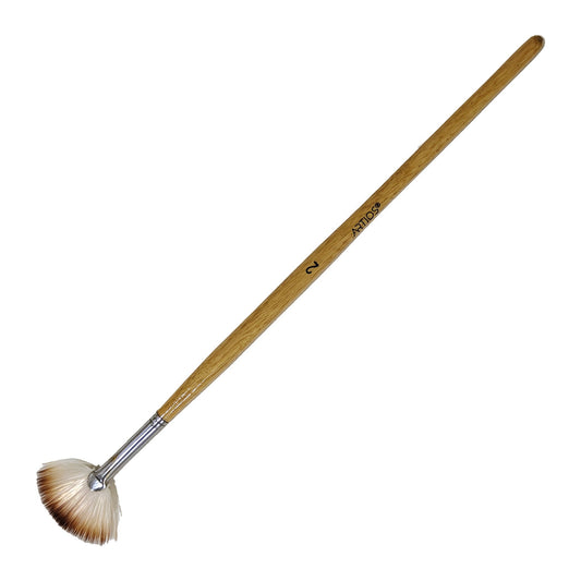 ARTIOS Fan Paint Brush Size 2 - single brush, natural wooden handle, on white background