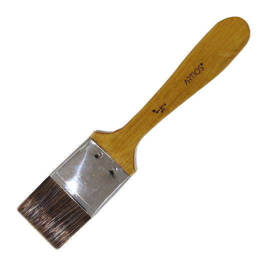 ARTIOS Flat Wash Paint Brush Size 1.5" - single brush, natural wooden handle, on white background