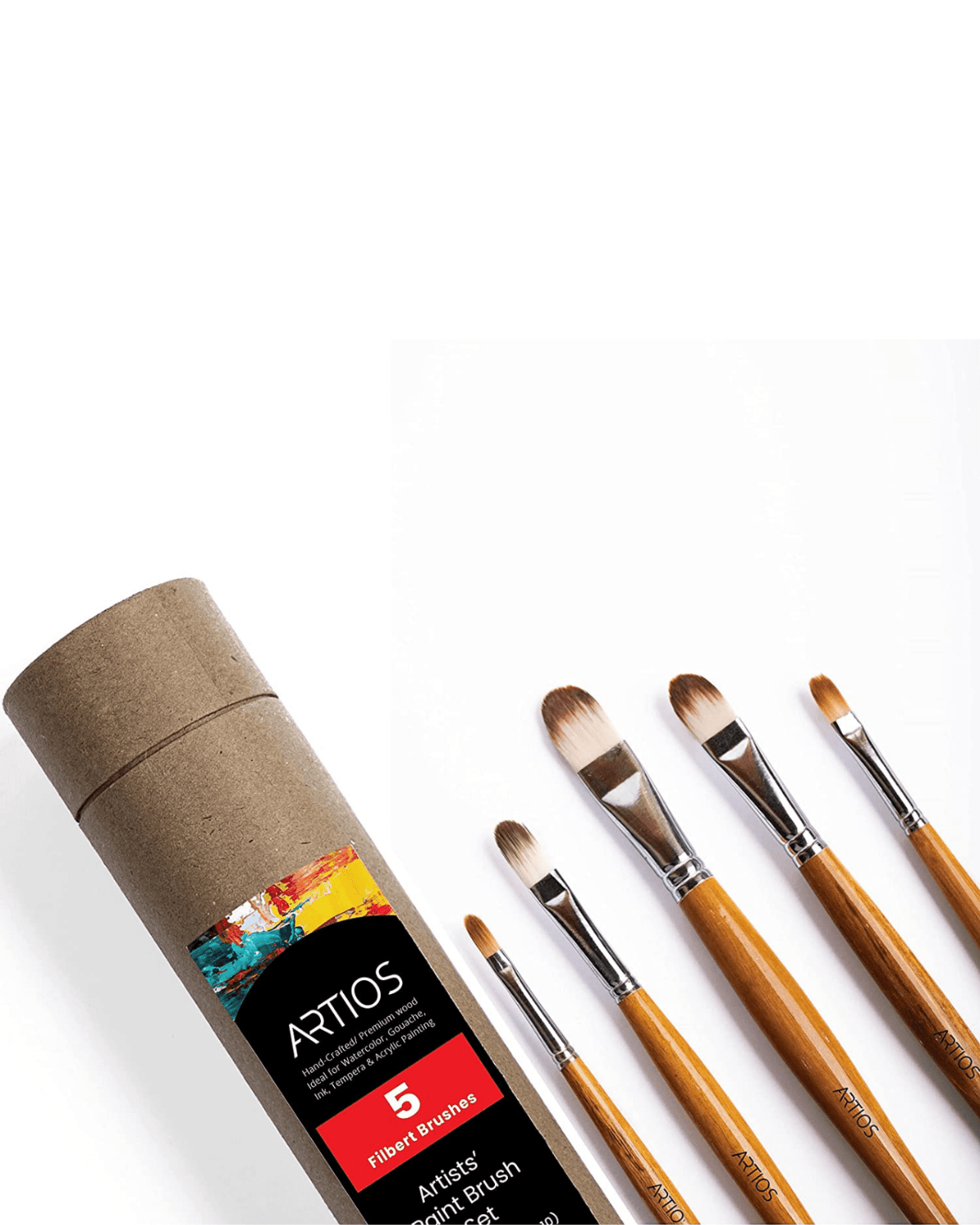 ARTIOS Mop Brush for Painting /Watercolor Brush Set for Artists with Brush  Holder-with Paint Brush Set of 4 (0, 2, 4, 8)-Wood