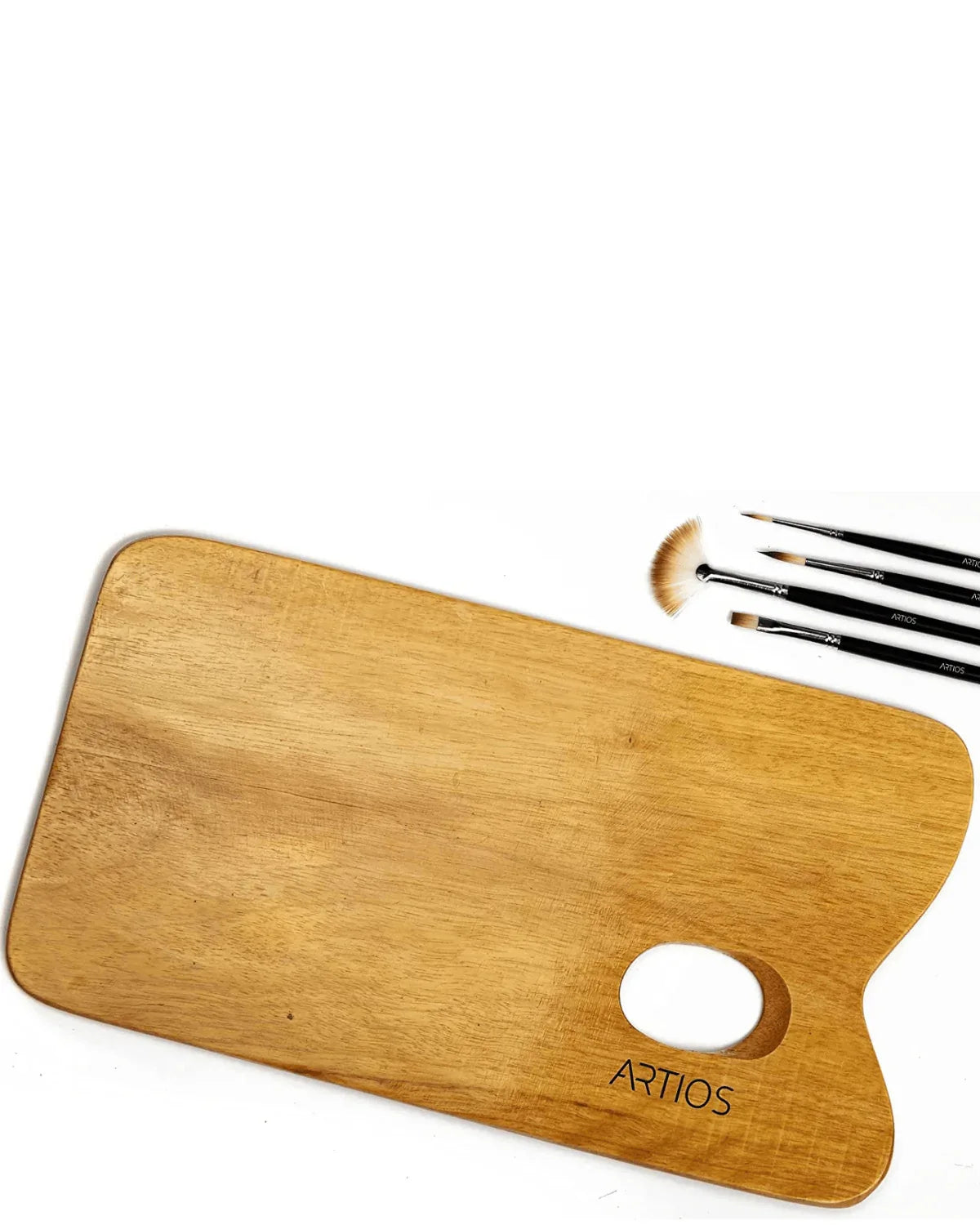 ARTIOS Wooden Rectangle Painting Palette with thumb hole, smooth lightweight wood for acrylic, oil and gouache mixing