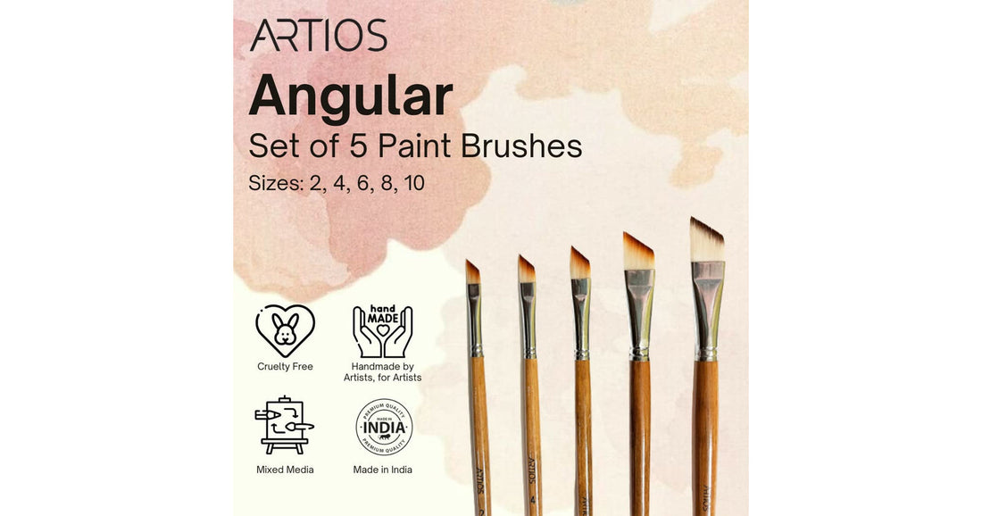 ARTIOS angular and flat paint brush shapes infographic showing brush uses