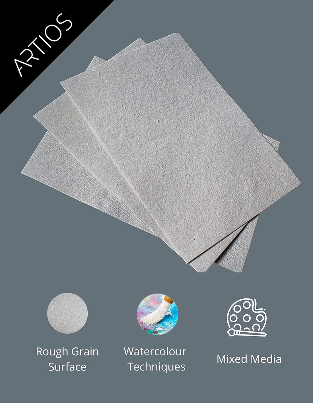 Close-up of 300 GSM ARTIOS watercolor paper showing cold press grain texture