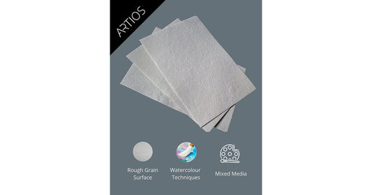 Close-up of 300 GSM ARTIOS watercolor paper showing cold press grain texture