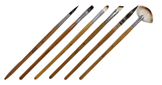 ARTIOS individual round, flat, filbert, angular, mop and fan paint brushes on white