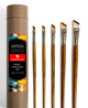 ARTIOS Angular set of 5 brushes, sizes 2 4 6 8 10, warm wooden handles with angled bristle tips, kraft tube packaging
