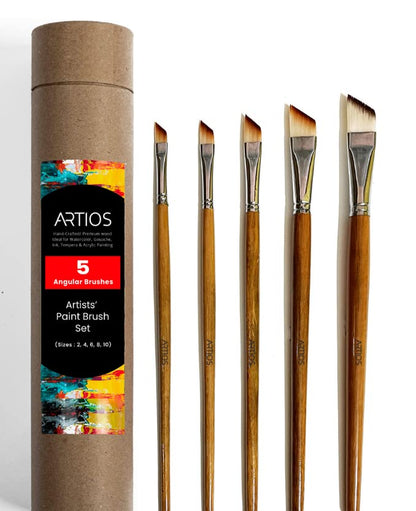 ARTIOS Angular Paint Brush - handmade synthetic bristles, wooden handle, angled tip for precise strokes