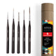 ARTIOS 5 Detailing Brushes set, sizes 5/0 detailer liner and 1 rigger, black handles with kraft tube