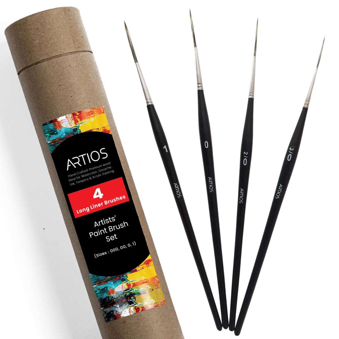 Detail Liner Set of 4 Fine Tip Paint Brushes