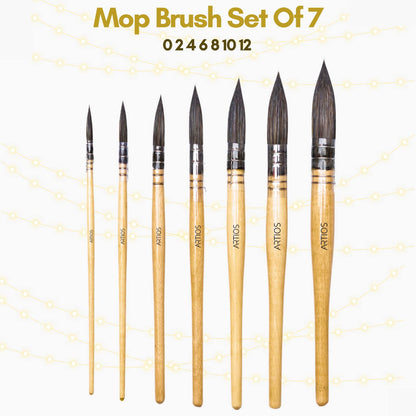 Mop Brush Set for Watercolor - Set of 7