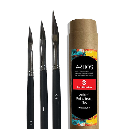 ARTIOS Petal Paint Brush - handmade synthetic bristles, petal-shaped tip, black handle for floral strokes