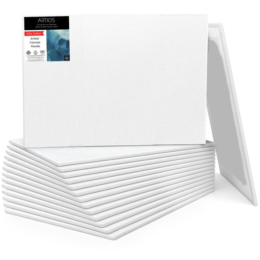 Canvas Boards for Painting - 100% Cotton Artist Quality Double Primed Acid-Free Painting Canvas Board, Medium Grain