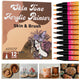ARTIOS Skin Tone Acrylic Painter 12 Colors box and 12 markers, Skin and Brush dual tip, 1-6mm, with 5 surface example photos including wood, glass and ceramic