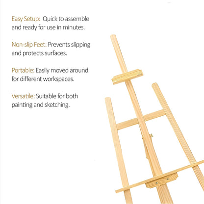 Premium Wooden Easel Stand for Canvas Painting - 5 Feet with Angle and Height Adjustment for Painting & Display | Easel Stand for Artists, Photos, Card, Wedding Decoration