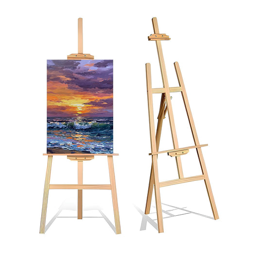 Premium Wooden Easel Stand for Canvas Painting - 5 Feet with Angle and Height Adjustment for Painting & Display | Easel Stand for Artists, Photos, Card, Wedding Decoration