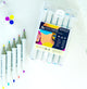 ARTIOS 24 Acrylic Markers in clear case, twin brush dual tip, quick drying water-based ink, non-toxic, works on glass ceramic wood fabric paper and more