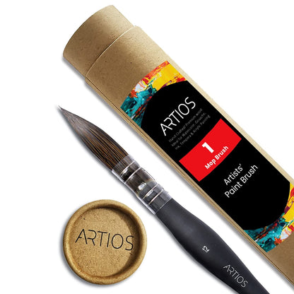 ARTIOS Mop Paint Brush Size 2 - single brush, matte black handle, round pointed tip