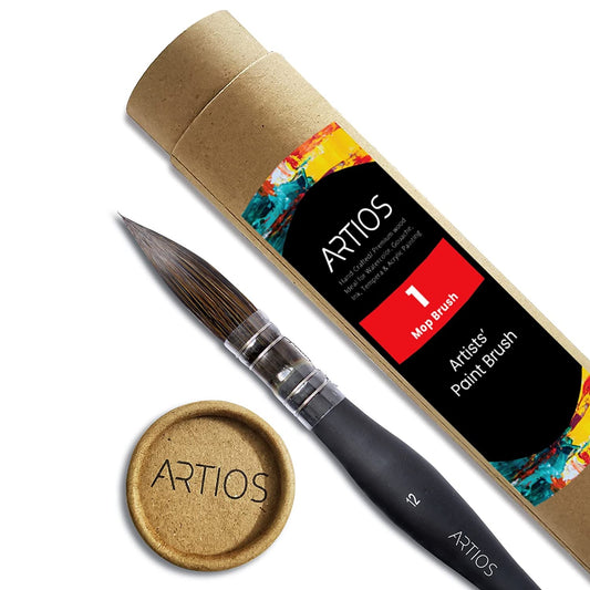 ARTIOS Mop Paint Brush Size 2 - single brush, matte black handle, round pointed tip