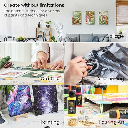 Canvas Boards for Painting - 100% Cotton Artist Quality Double Primed Acid-Free Painting Canvas Board, Medium Grain