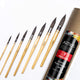 ARTIOS Mop brush set of 7, sizes 0 2 4 6 8 10 12, natural tan wooden handles with pointed dark bristle tips, kraft tube