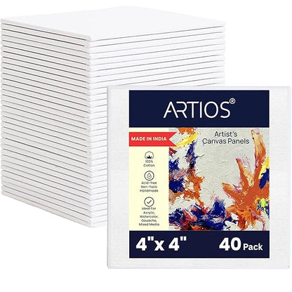 Canvas Boards for Painting - 100% Cotton Artist Quality Double Primed Acid-Free Painting Canvas Board, Medium Grain