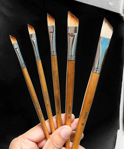 Angular Paint Brush Set of 5 Brushes