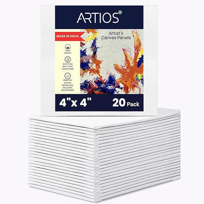 Canvas Boards for Painting - 100% Cotton Artist Quality Double Primed Acid-Free Painting Canvas Board, Medium Grain