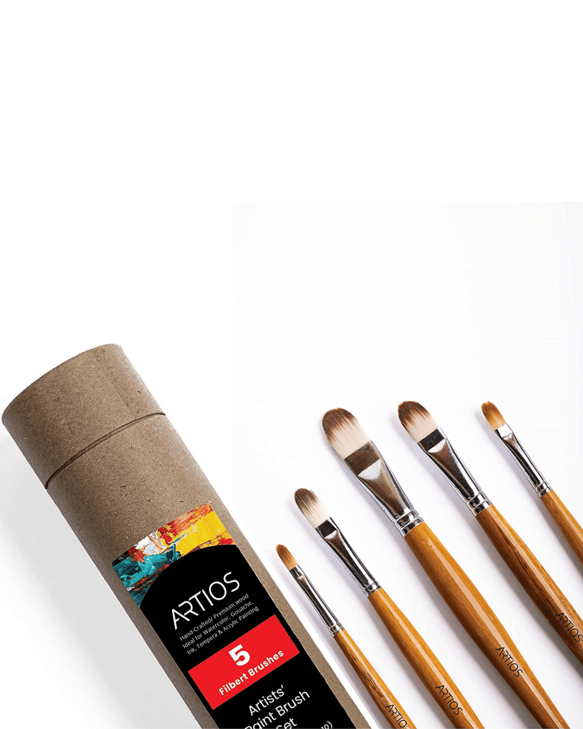 ARTIOS Filbert Paint Brush - handmade synthetic bristles, oval tip, wooden handle