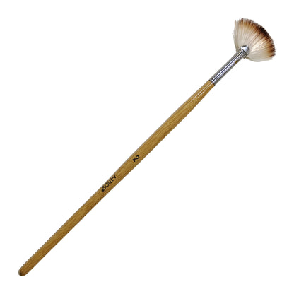 ARTIOS Fan Paint Brush Size 2 - single brush, natural wooden handle, on white background