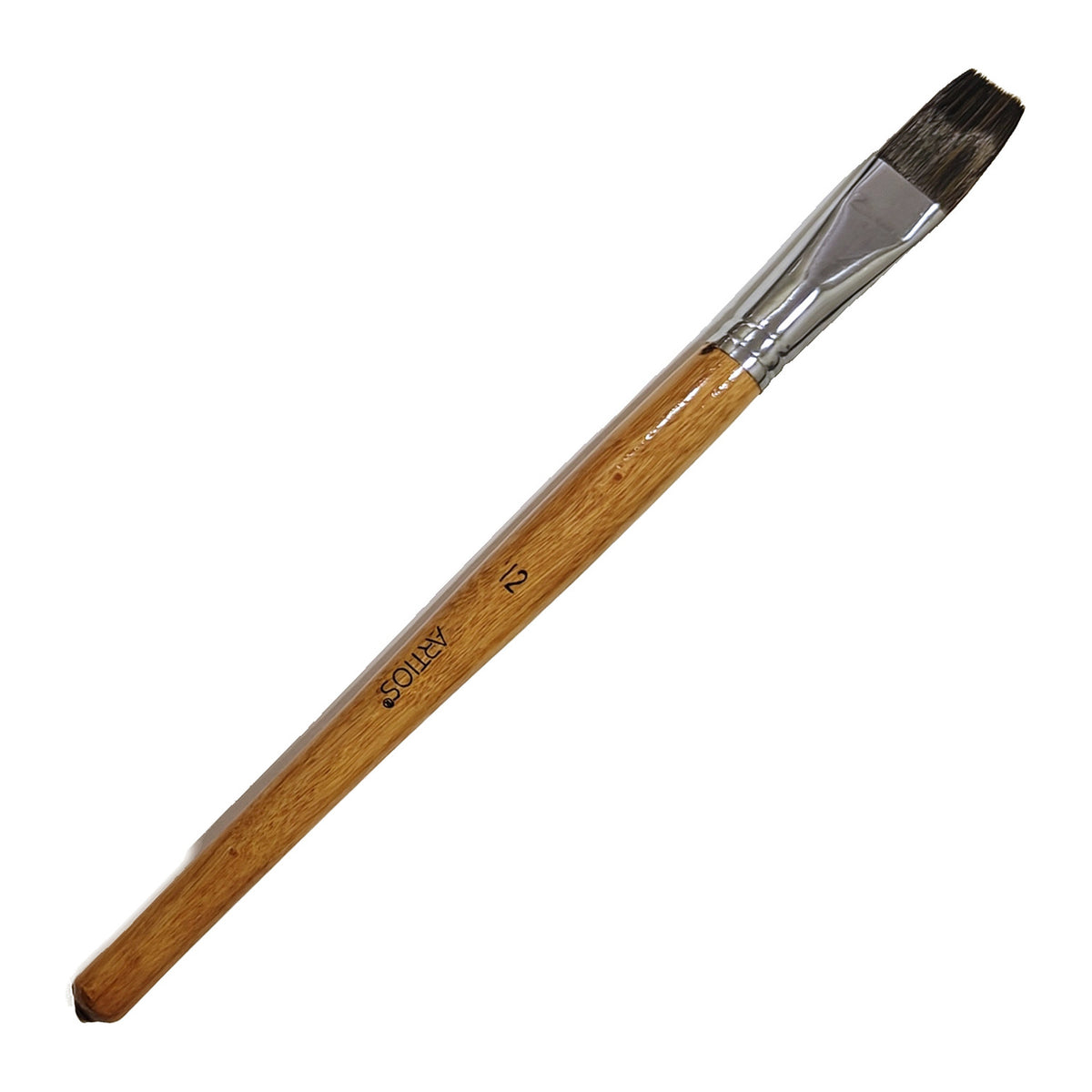 ARTIOS Flat Paint Brush Size 12 - single brush, natural wooden handle, on white background