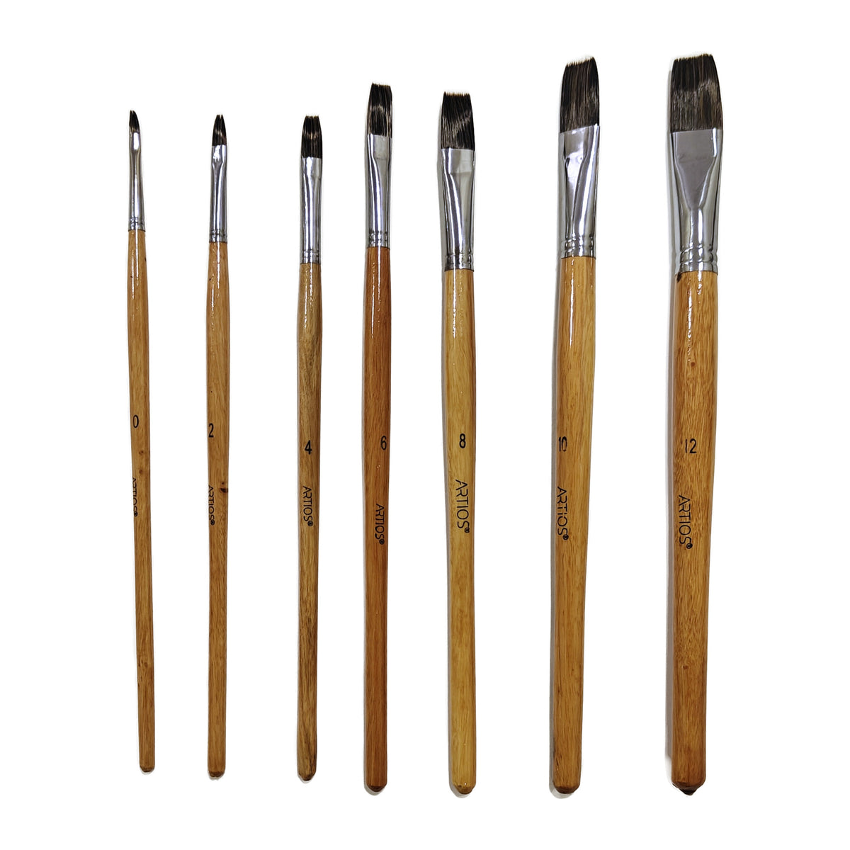 ARTIOS Flat Paint Brush range - sizes 0 to 12, wooden handles