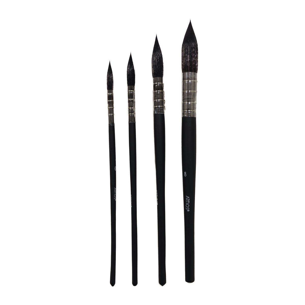 ARTIOS Mop Paint Brush range - matte black handles, sizes 0 to 8