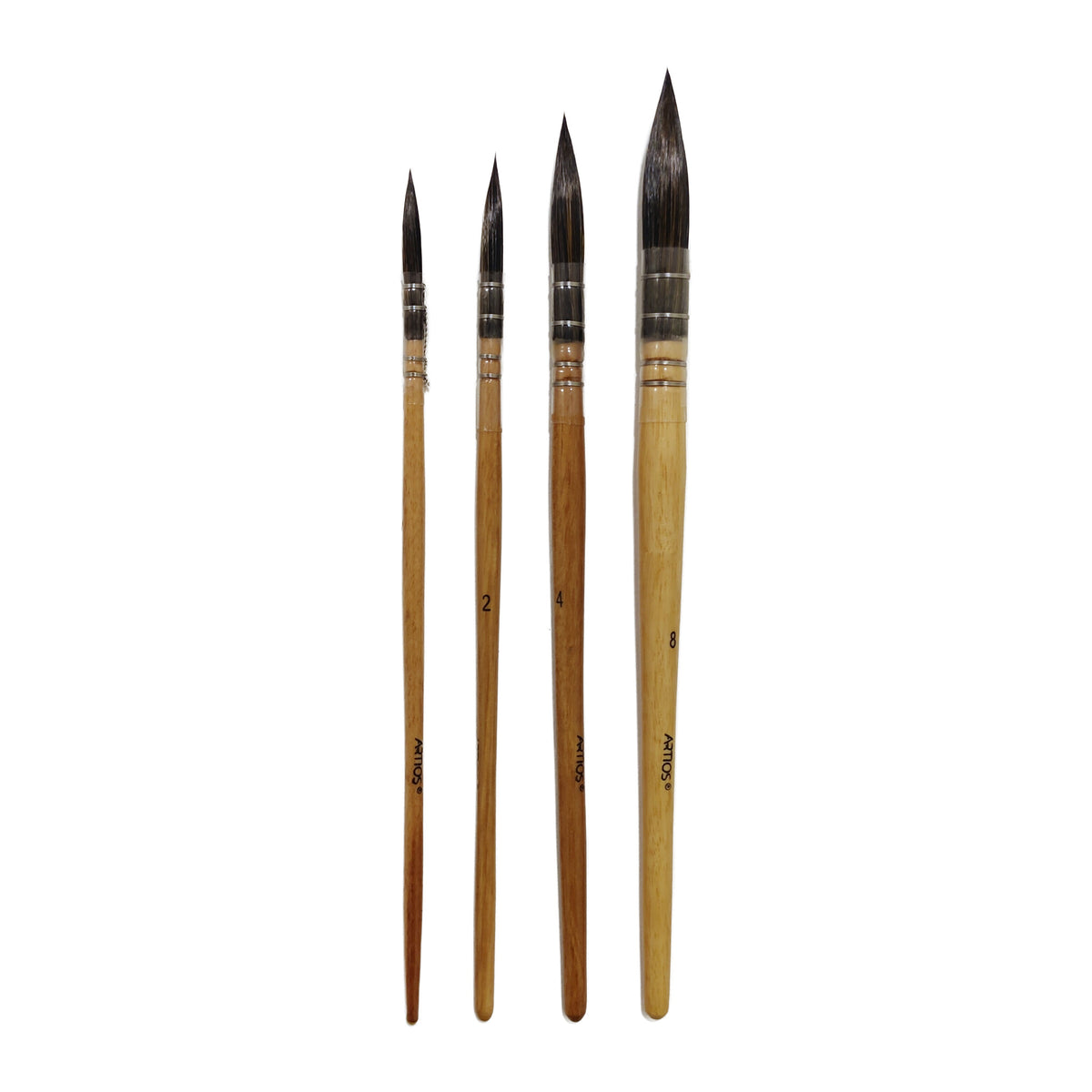 ARTIOS Mop Paint Brush range - wooden handles, sizes 0 to 8