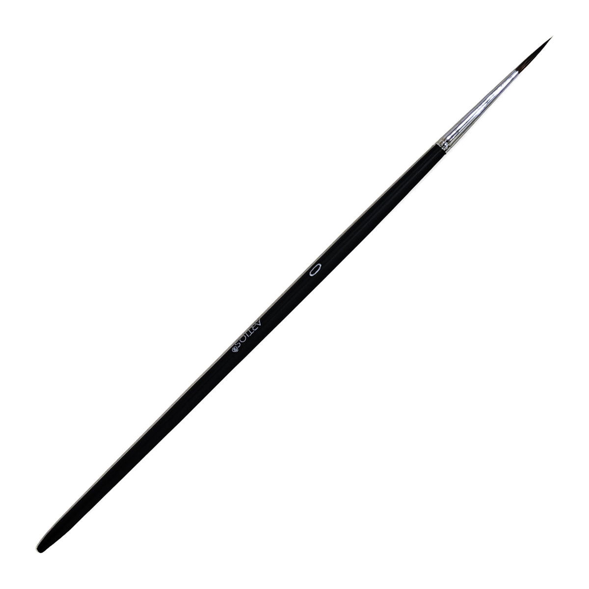 ARTIOS Round Paint Brush Size 0 - single brush, matte black handle, on white background
