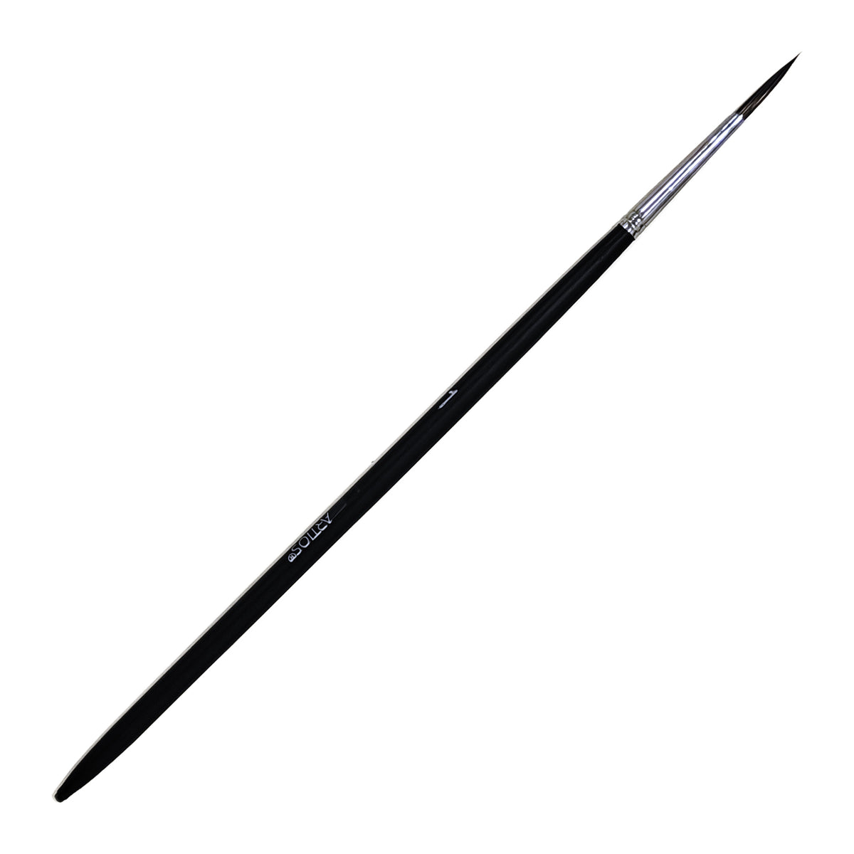 ARTIOS Round Paint Brush Size 1 - single brush, matte black handle, on white background