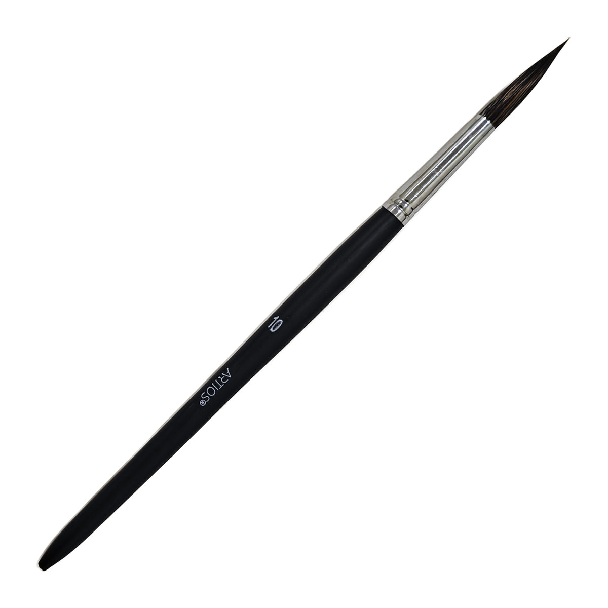 ARTIOS Round Paint Brush Size 10 - single brush, matte black handle, on white background