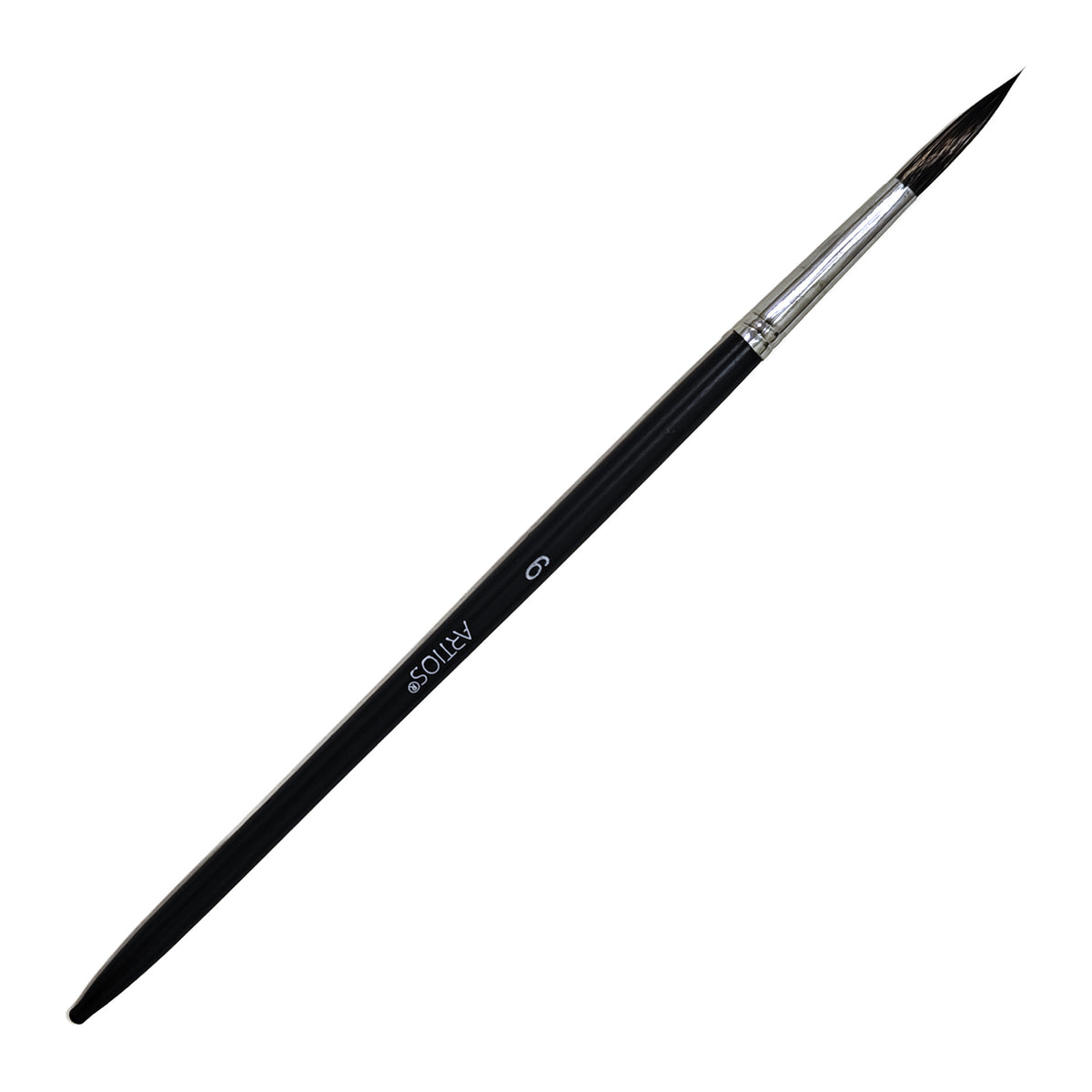 ARTIOS Round Paint Brush Size 6 - single brush, matte black handle, on white background