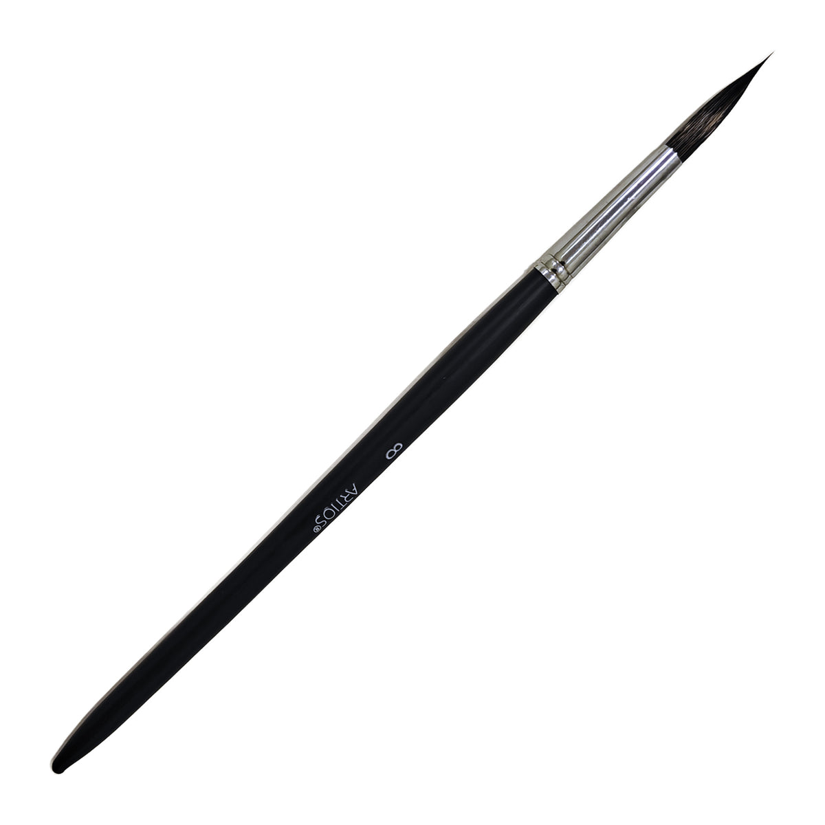 ARTIOS Round Paint Brush Size 8 - single brush, matte black handle, on white background