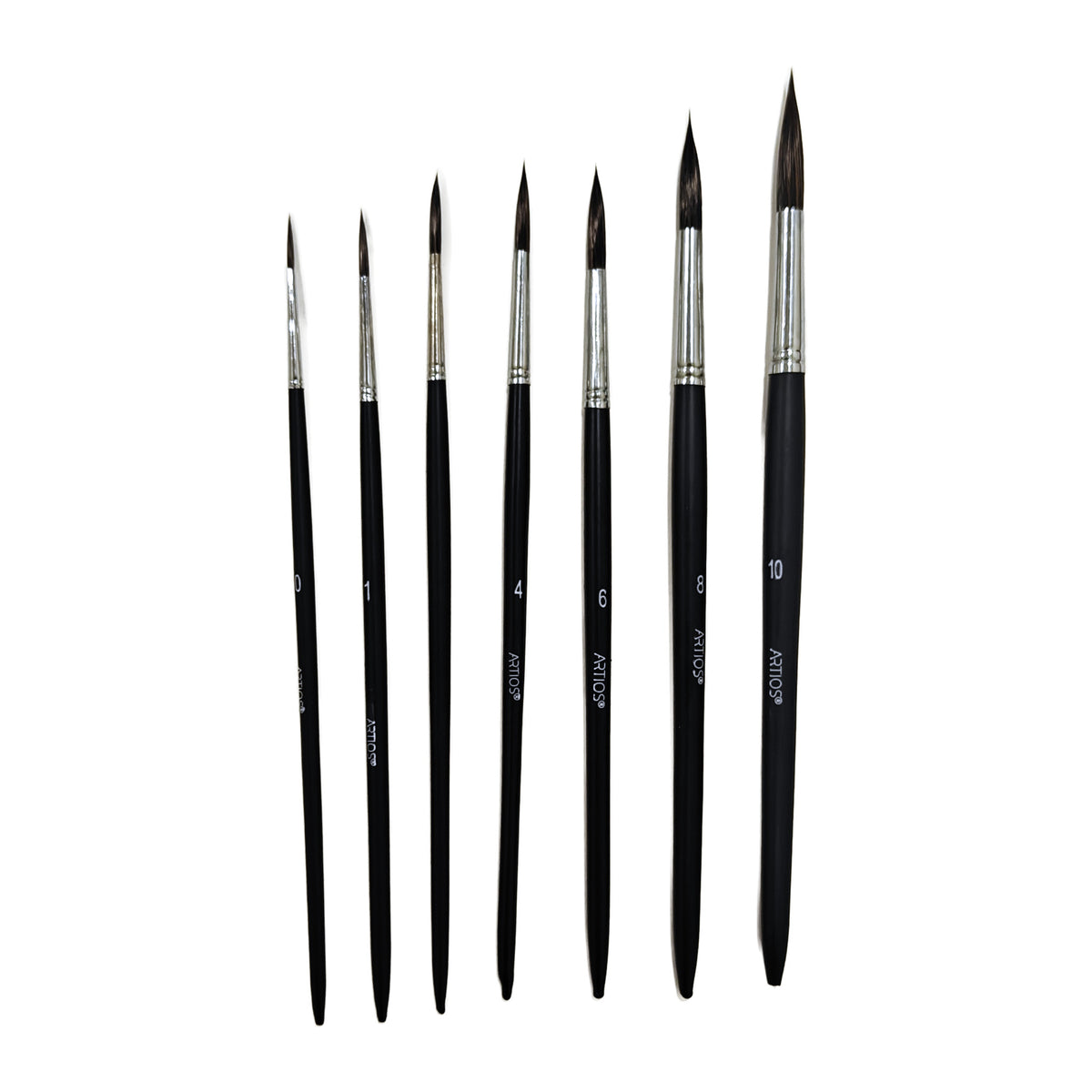 ARTIOS Round Paint Brush range - matte black handles, sizes 0 to 10