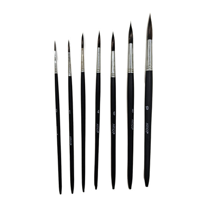 ARTIOS Round Paint Brush range - matte black handles, sizes 0 to 10