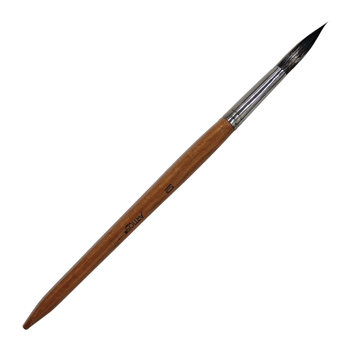 ARTIOS Round Paint Brush Size 10 - single brush, natural wooden handle, on white background